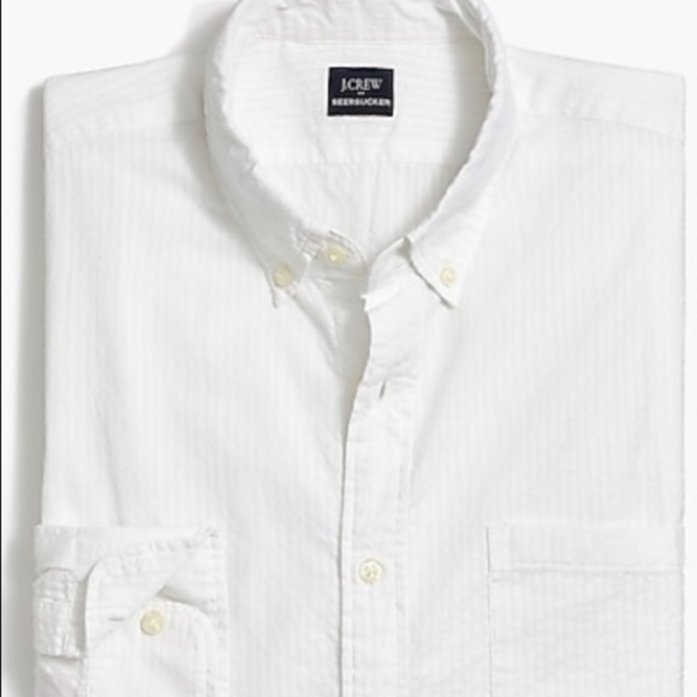 NWT J.Crew White Seersucker Slim casual shirt